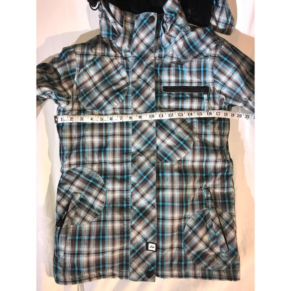 Ride Snowboards Women's Hooded Aqua Plaid Ski Jacket Multicolor - Picture 6 of 10